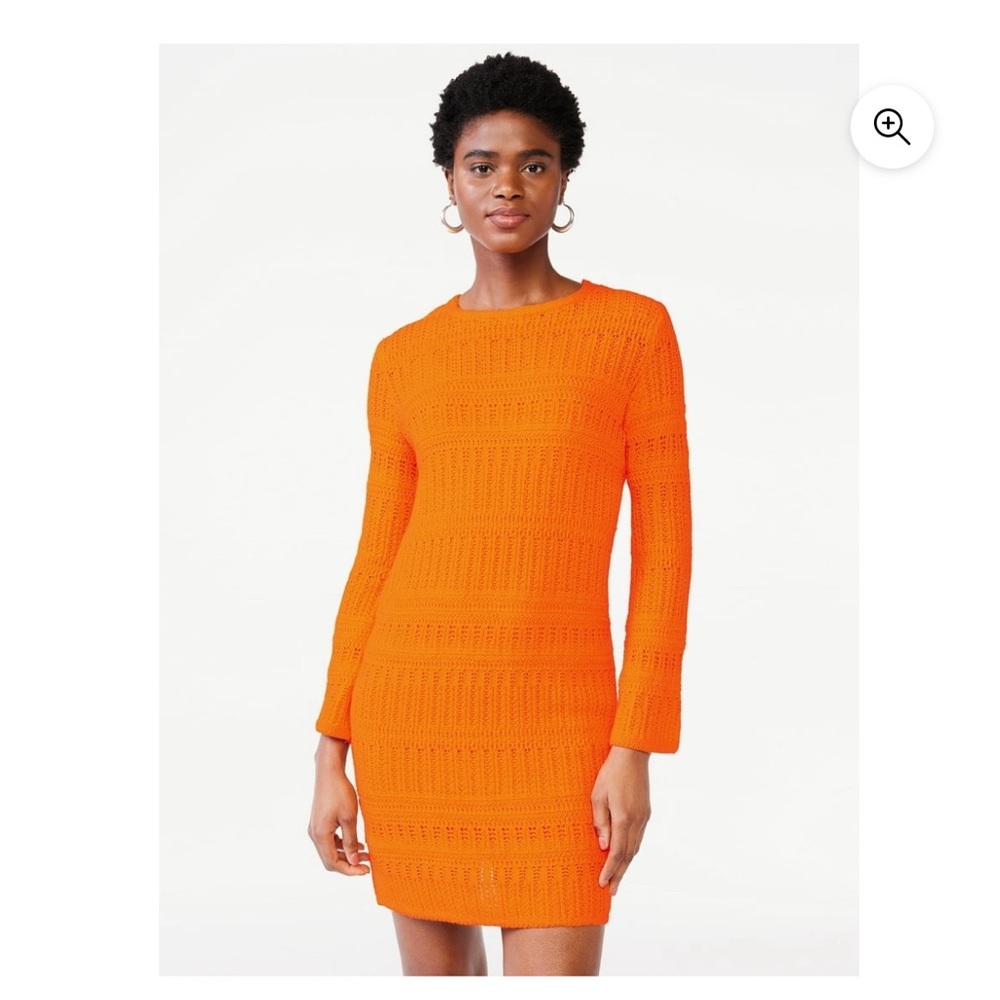 Scoop orange crochet dress small